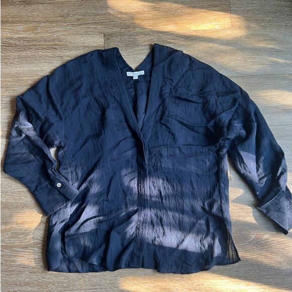 Vince Drapey Stripe V-Neck Blouse XS - Picture 2 of 9